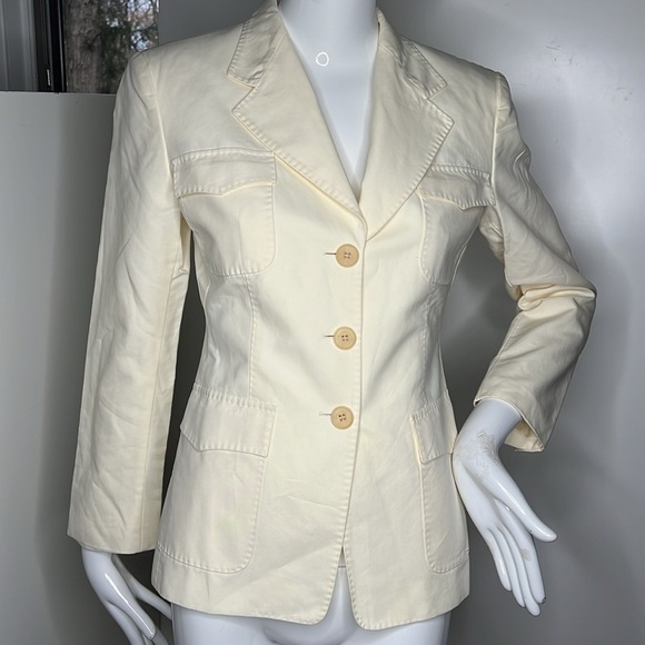 MaxMara Sz 6/40 Cream 100% Cotton Fitted Blazer Made in Italy - Picture 4 of 9